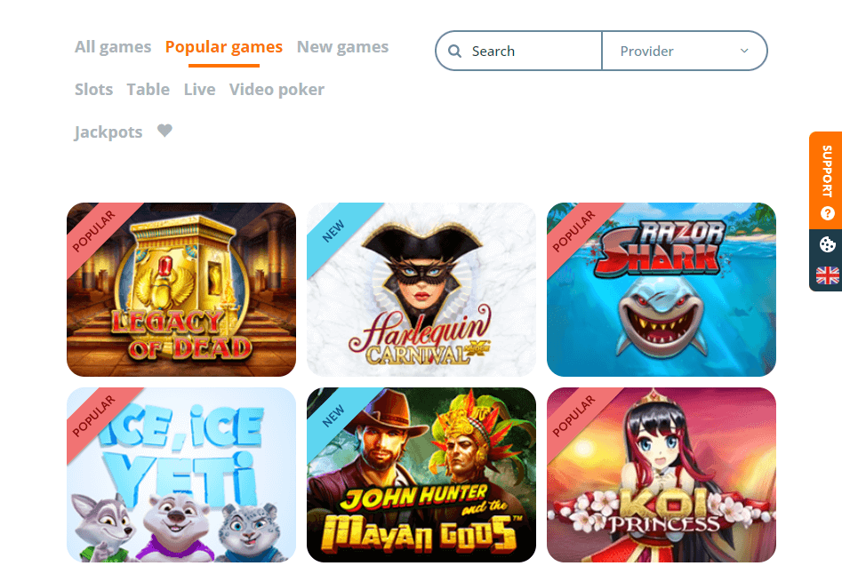 Games offered by Locowin casino, mate!